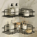 Iron Wall-Mounted Adhesive Corner Bathroom Storage Shelf (2 piece Combo)