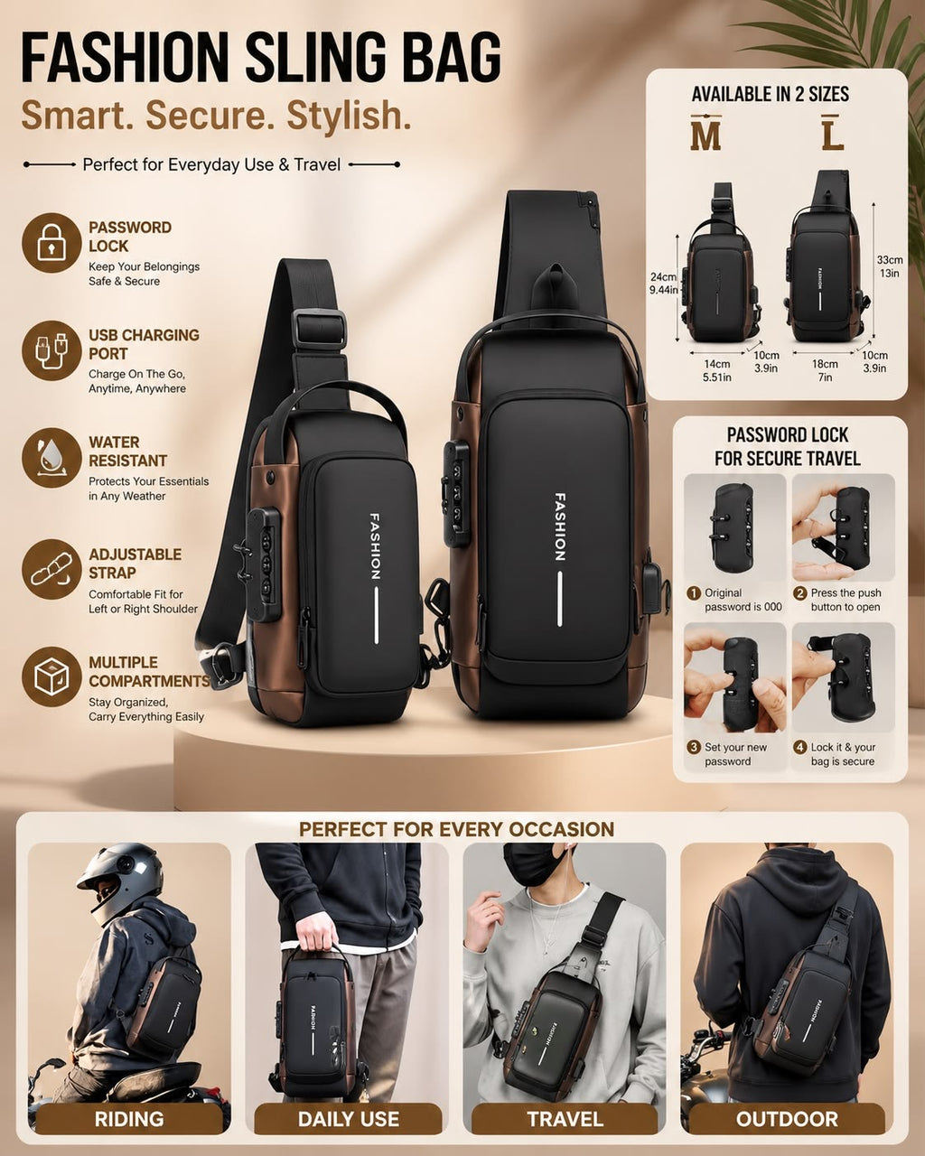 Anti-Theft Crossbody Shoulder & Chest Sling Bag